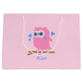 Sac cadeau personnalisé PInk Owl (Devant)