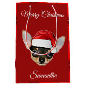Sac cadeau personnalisé pour chien de Noël Chihuah (Devant)