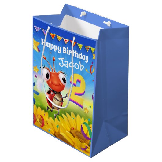 Sac cadeau personnalisé pour le 2e anniversaire du (Devant Angle)