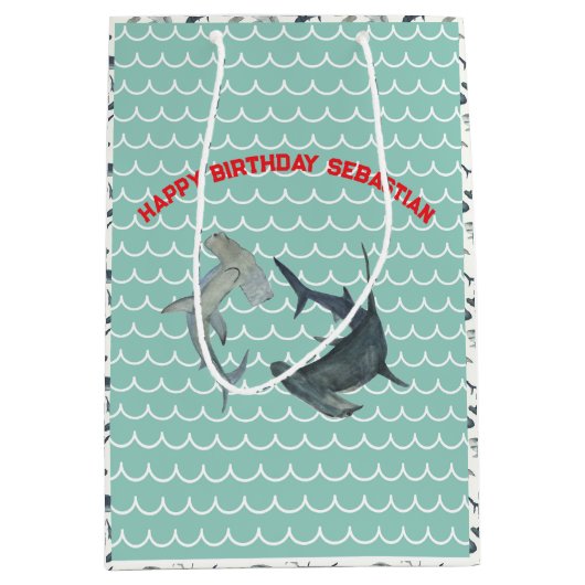 Sac cadeau personnalisé pour requin | Vagues d'eau (Devant)