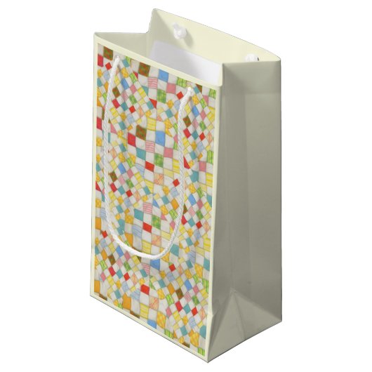 Sac Cadeau Petit / Crème Mosaic Patchwork (Devant Angle)