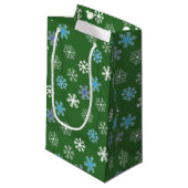 Sac cadeau petit flocon de neige vert (Devant Angle)