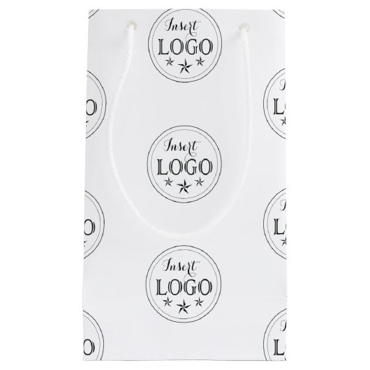 Sac cadeau petit format blanc classique avec logo (Devant)
