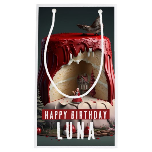 Sac Cadeau Petit gâteau d'Anniversaire Rouge - (Devant)