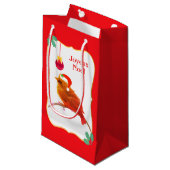 Sac Cadeau Petit oiseau de Noël Cantique (Devant Angle)