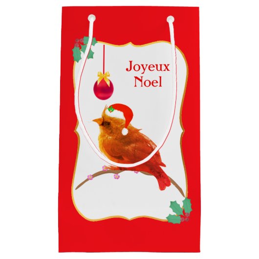 Sac Cadeau Petit oiseau de Noël Cantique (Devant)