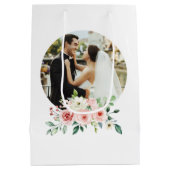 Sac cadeau photo aquarelle rose rose monogrammé (Dos)