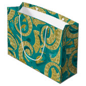 Sac cadeau pieuvre sarcelle or (Dos Angle)