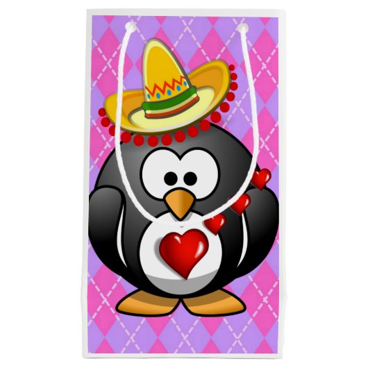 Sac cadeau Pingouin de Saint-Valentin (Devant)