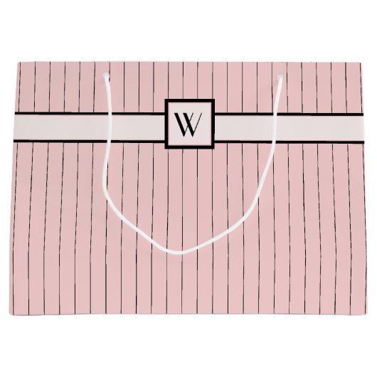 Sac cadeau Pink avec Black Pinstripes (Devant)