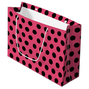 Sac Cadeau Pink & Black Grand Moyenne Polka Dot Party