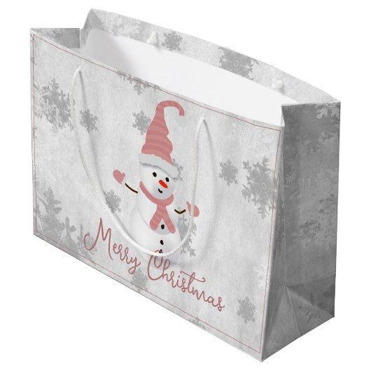 Sac cadeau Pink Cute Snowman (Dos Angle)