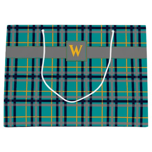 Sac cadeau Plaid bleu et orange (Devant)