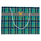 Sac cadeau Plaid bleu et orange (Dos)