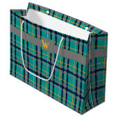 Sac cadeau Plaid bleu et orange (Devant Angle)