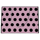 Sac cadeau Pointe Polka - Grand (rose et noir) (Devant)