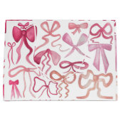 Sac cadeau pour Baby Shower Coquette à ruban rose (Devant)