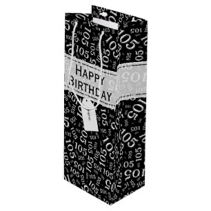 Sac Cadeau Pour Bouteille 105th thème heureux de fête d'anniversaire noir et