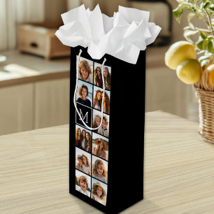 Sac Cadeau Pour Bouteille 11 Photo Instagram Collage personnalisé Monogramme