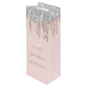 Sac Cadeau Pour Bouteille 21e anniversaire 21 rose or parties scintillant ar (Dos Angle)