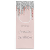 Sac Cadeau Pour Bouteille 21e anniversaire 21 rose or parties scintillant ar (Devant)