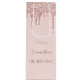 Sac Cadeau Pour Bouteille 21e anniversaire rose or parties scintillant nom g (Devant)