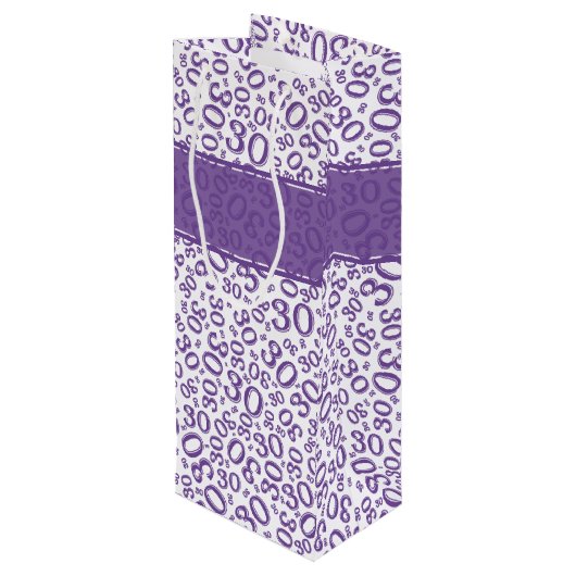 Sac Cadeau Pour Bouteille 30th Birthday Random Number Pattern Purple/White (Dos Angle)