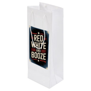 Sac Cadeau Pour Bouteille 4 juillet Booze Blanc rouge et Booze