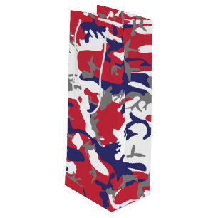 Sac Cadeau Pour Bouteille 4 juillet, Jour de l'Indépendance, Gris Camouflage