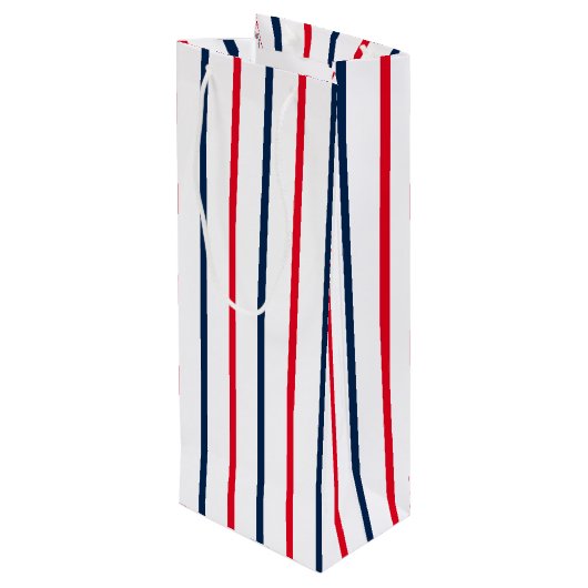 Sac Cadeau Pour Bouteille 4 juillet rayures patriotiques bleu rouge (Dos Angle)