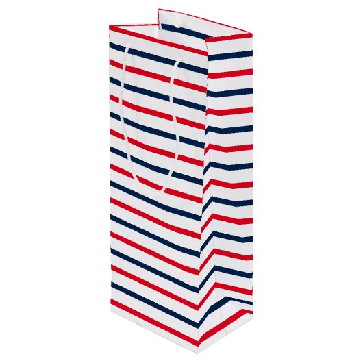 Sac Cadeau Pour Bouteille 4 juillet rouge blanc rayures patriotique (Dos Angle)
