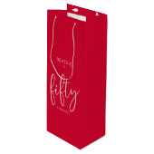 Sac Cadeau Pour Bouteille 50 et fabuleux Anniversaire moderne Script rouge (Devant Angle)