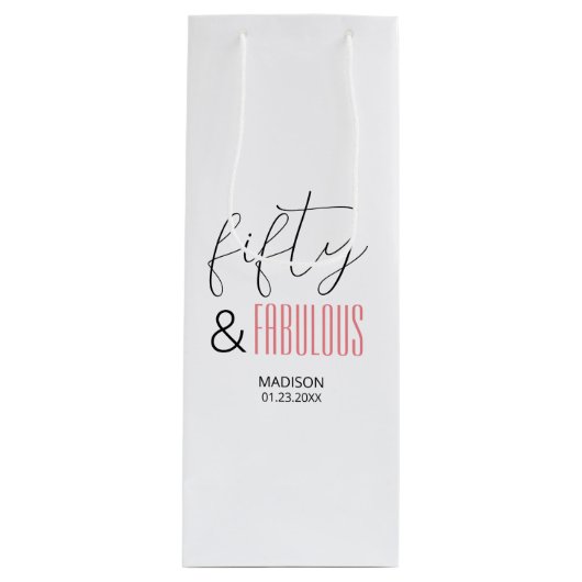 Sac Cadeau Pour Bouteille 50 et fabuleux Custom 50e Anniversaire Script mode (Devant)