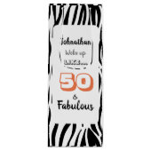 Sac Cadeau Pour Bouteille 50 & Fabuleux 50e Anniversaire Tigre Noir Imprimer (Devant)