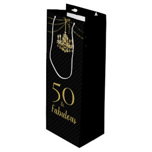 Sac Cadeau Pour Bouteille 50 & Fabuleux Anniversaire de fête Lustre d'or