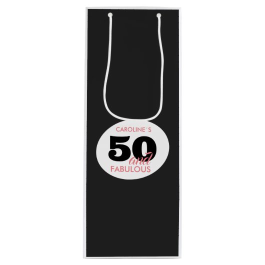 Sac Cadeau Pour Bouteille 50e anniversaire 50 et fabuleux (Devant)