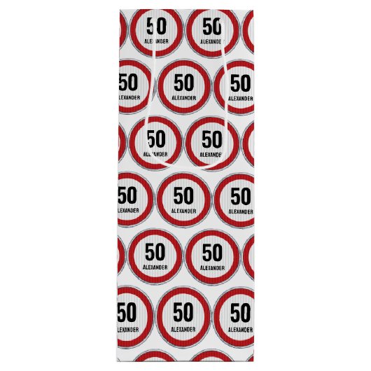 Sac Cadeau Pour Bouteille 50th Birthday CUSTOM AGE Speed Limit Sign (Devant)