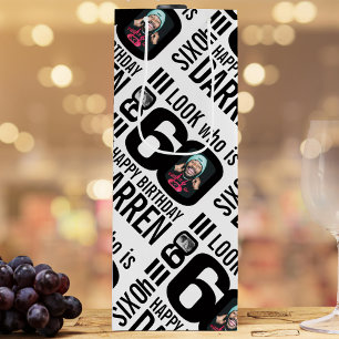 Sac Cadeau Pour Bouteille 60e anniversaire noir look 60 nom photo personnali