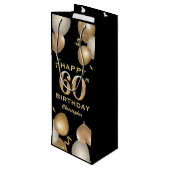 Sac Cadeau Pour Bouteille 60e fête d'anniversaire Ballons noirs et or (Dos Angle)
