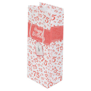 Sac Cadeau Pour Bouteille 75e Anniversaire Motif de nombres aléatoires Corai