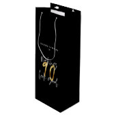 Sac Cadeau Pour Bouteille 90 ans en or (Devant Angle)