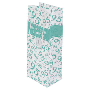 Sac Cadeau Pour Bouteille 95e Joyeux anniversaire Turquoise numéro aléatoire