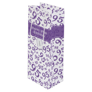 Sac Cadeau Pour Bouteille 95e Joyeux Anniversaire violet Motif de nombre alé