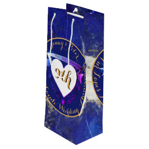 Sac Cadeau Pour Bouteille 9e anniversaire du Mariage Lapis Lazuli Couleur
