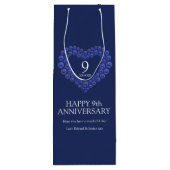 Sac Cadeau Pour Bouteille 9e anniversaire mariage Lapis Lazuli coeur bleu (Dos)