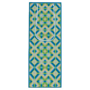 Sac Cadeau Pour Bouteille Abstraction formes géométriques bleu vert elem bla