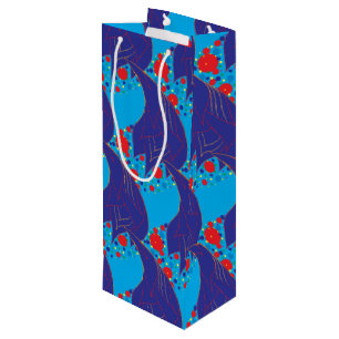 Sac Cadeau Pour Bouteille Abstrait moderne BLUE et rouge Rainbow gouttes mot