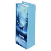 Sac Cadeau Pour Bouteille Adorable Reindeer Winter Wonderland Vacances (Devant Angle)