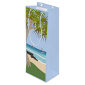 Sac Cadeau Pour Bouteille Aile surfeurs à huile Pandanus Tree à la plage (Dos Angle)