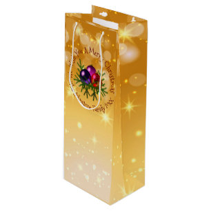 Sac Cadeau Pour Bouteille Ajouter un nom Correspondant Noël sur Gold Wine Ca